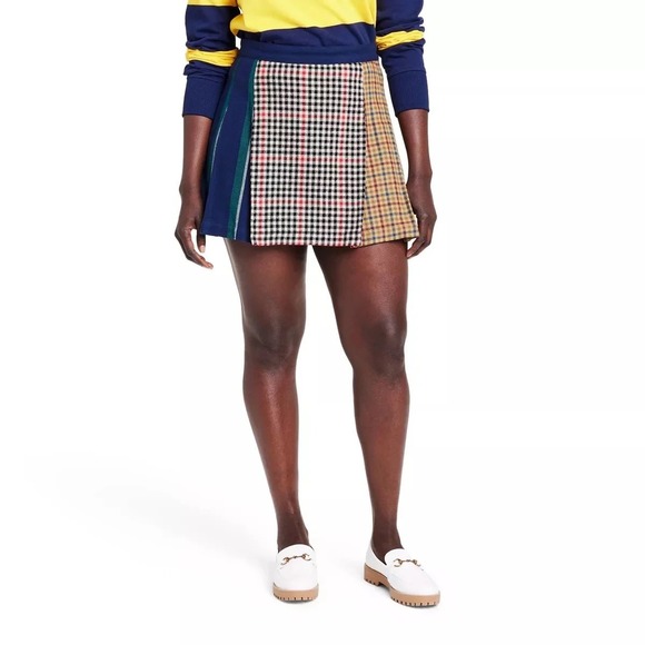 Rowing Blazers Dresses & Skirts - Rowing Blazers x Target Patchwork Plaid Stripe Mini Skirt Preppy Academia Size 6